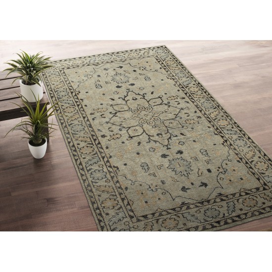 Kaleen Herrera Collection Light Pewter Green Runner 2'6" x 12'