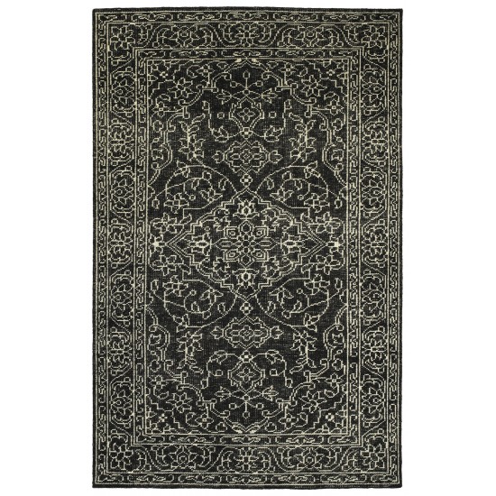 Kaleen Herrera Collection Charcoal Ivory Throw Rug 2' x 3'