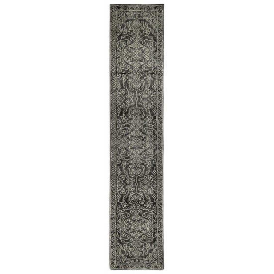 Kaleen Herrera Collection Charcoal Ivory Runner 2'6" x 12'