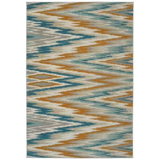 Kaleen Legata Collection Gold Teal Area Rug 5'3" x 7'3"