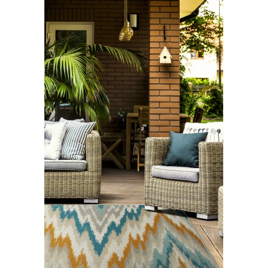 Kaleen Legata Collection Gold Teal Area Rug 5'3" x 7'3"