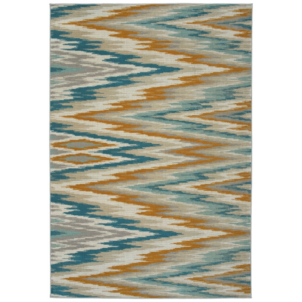 Kaleen Legata Collection Gold Teal Area Rug 7'10" x 10'