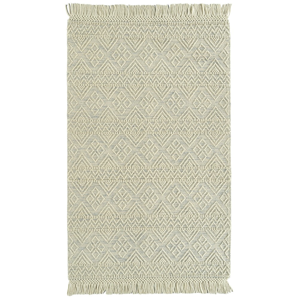 Kaleen Mara Collection Ivory Blue Throw Rug 18" x 18"