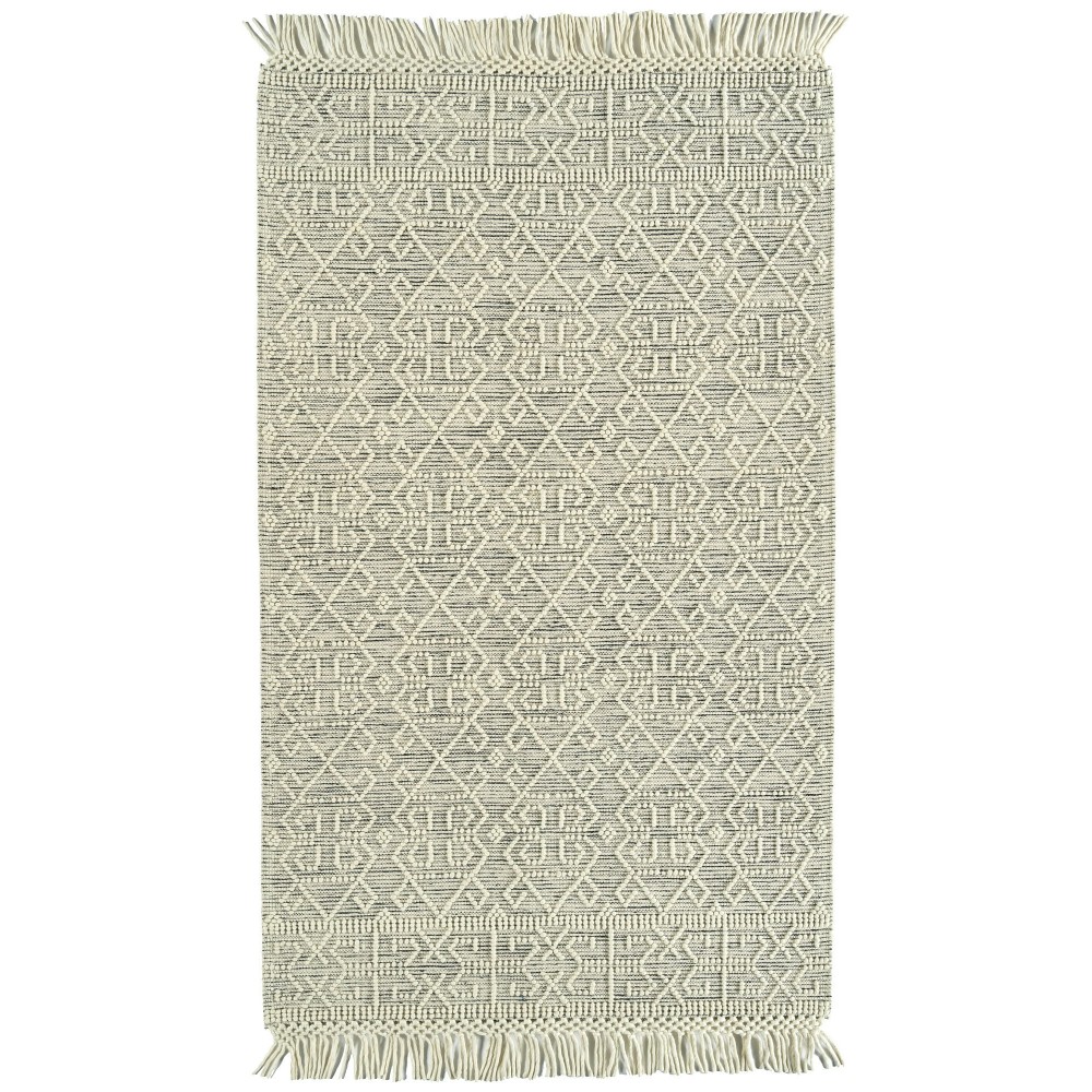 Kaleen Mara Collection Ivory Black Throw Rug 18" x 18"
