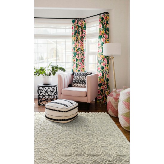 Kaleen Mara Collection Ivory Black Throw Rug 18" x 18"