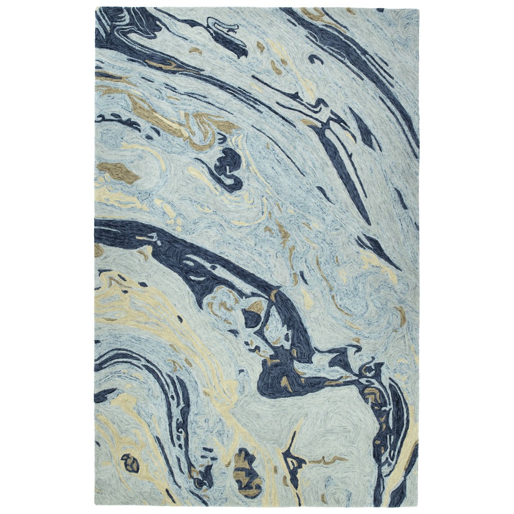 Kaleen Marble Collection Blue Spa Throw Rug 2' x 3'