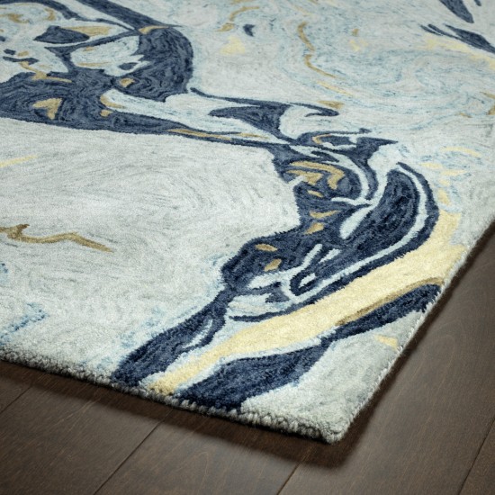 Kaleen Marble Collection Blue Spa Throw Rug 2' x 3'