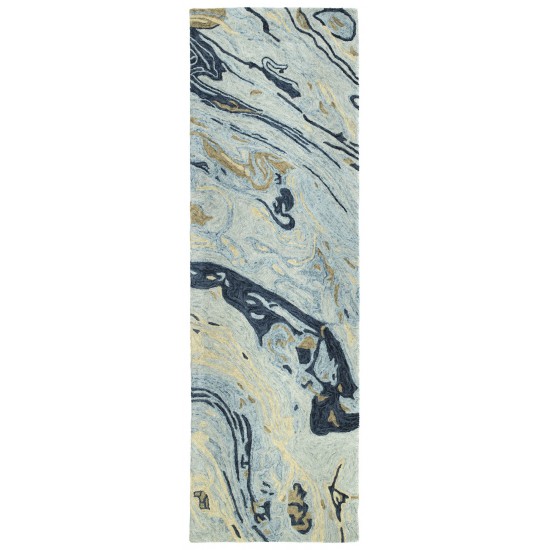 Kaleen Marble Collection Blue Spa Throw Rug 2' x 3'