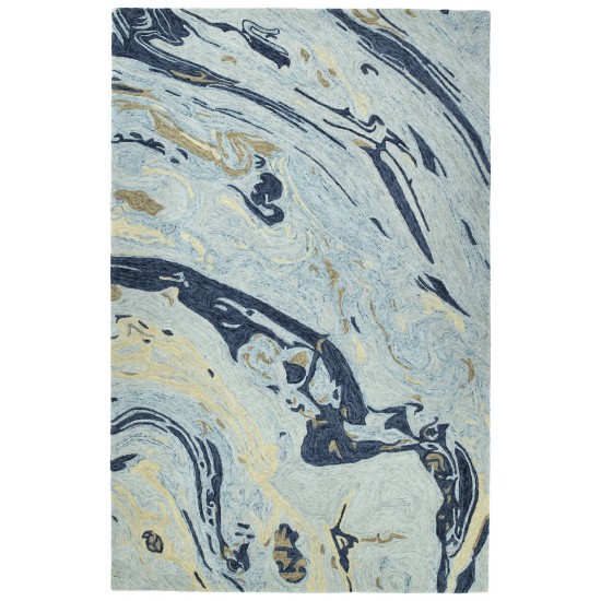 Kaleen Marble Collection Blue Spa Area Rug 3'6" x 5'6"