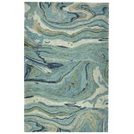 Kaleen Marble Collection Dark Teal Throw Rug 2' x 3'