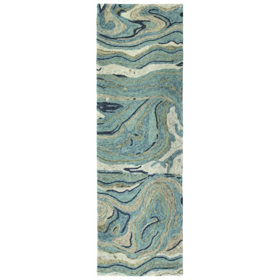 Kaleen Marble Collection Dark Teal Throw Rug 2' x 3'