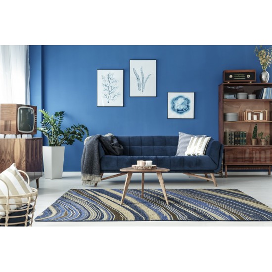 Kaleen Marble Collection Dark Blue Throw Rug 2' x 3'