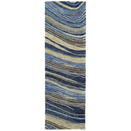 Kaleen Marble Collection Dark Blue Throw Rug 2' x 3'