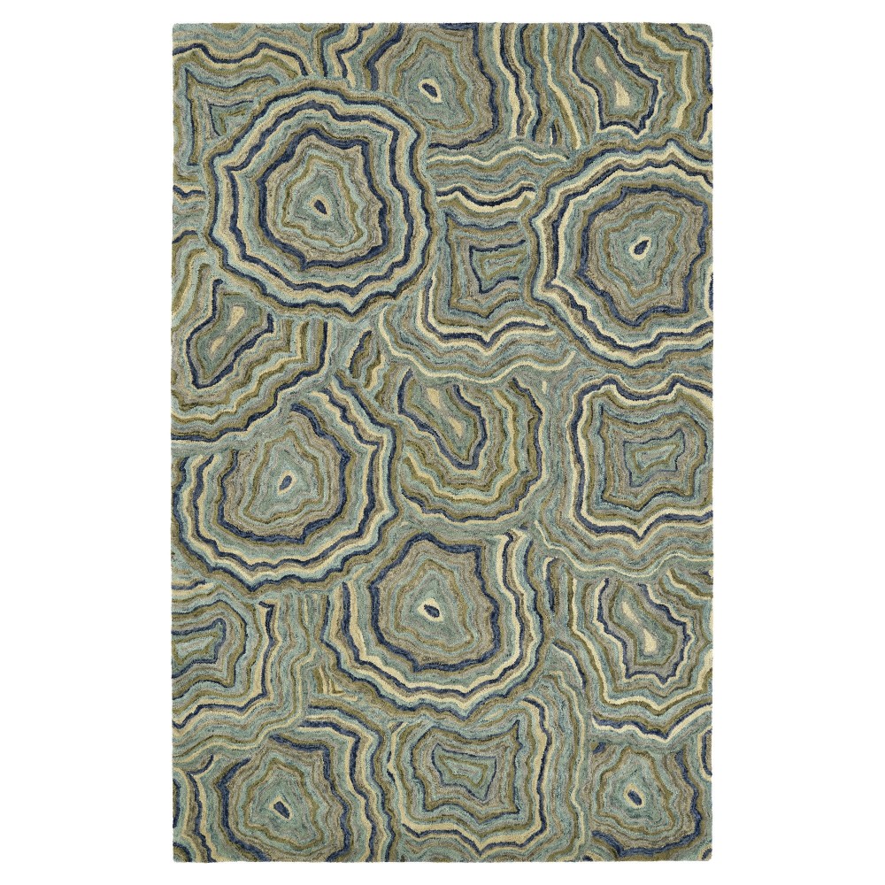 Kaleen Marble Collection Light Teal Throw Rug 2' x 3'