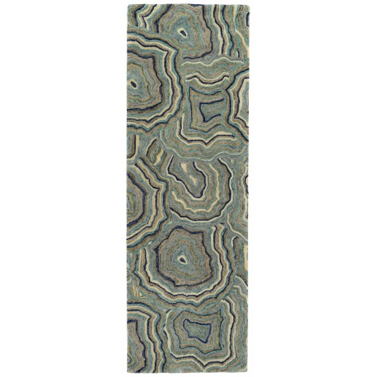 Kaleen Marble Collection Light Teal Throw Rug 2' x 3'