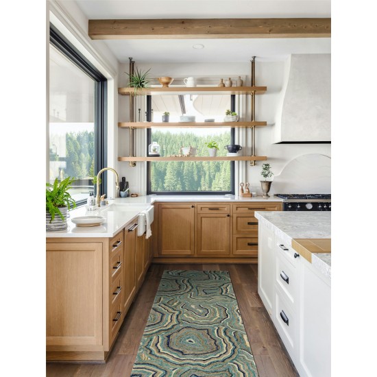 Kaleen Marble Collection Light Teal Area Rug 9'6" x 13'