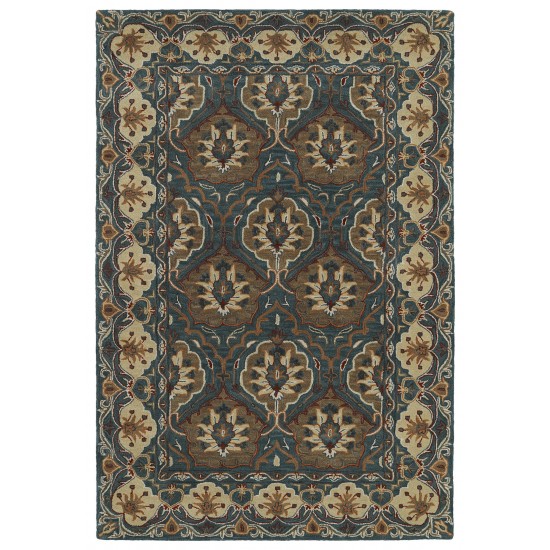 Kaleen Middleton Collection Teal Taupe Throw Rug 2' x 3'