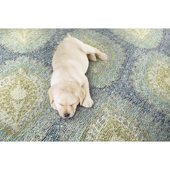 Kaleen Montage Collection Light Blue Throw Rug 2' x 3'