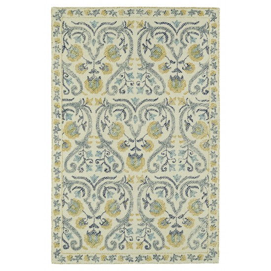 Kaleen Montage Collection Ivory Gold Throw Rug 2' x 3'