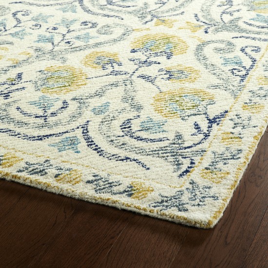 Kaleen Montage Collection Ivory Gold Throw Rug 2' x 3'