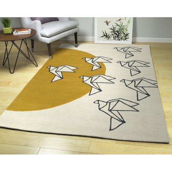 Kaleen Origami Collection ORG02-01 Ivory Throw Rug 2' x 3'