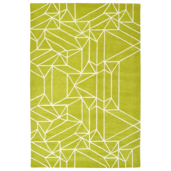 Kaleen Origami Collection Bright Lime Green Throw Rug 2' x 3'