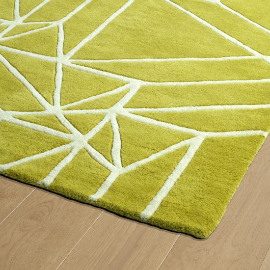 Kaleen Origami Collection Bright Lime Green Throw Rug 2' x 3'