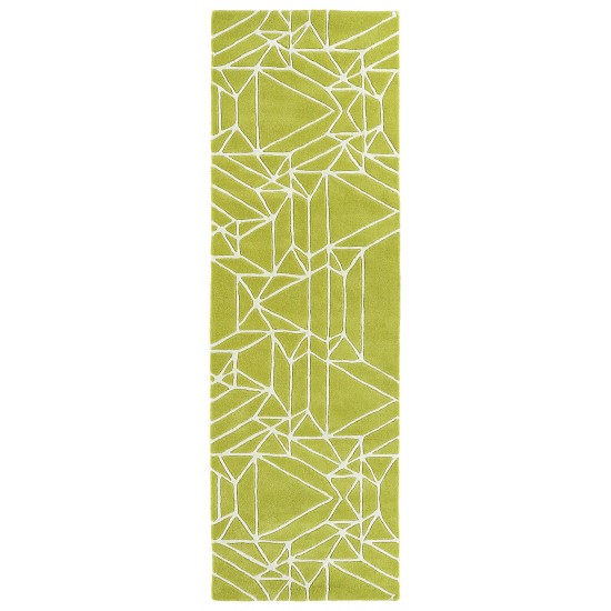 Kaleen Origami Collection Bright Lime Green Runner 2'6" x 8'