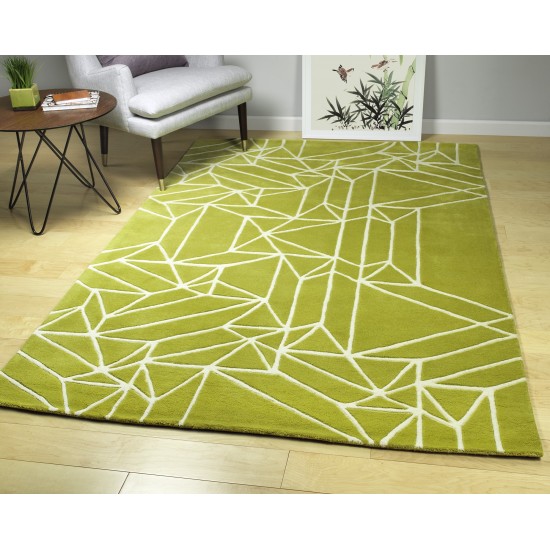 Kaleen Origami Collection Bright Lime Green Area Rug 5' x 7'6"