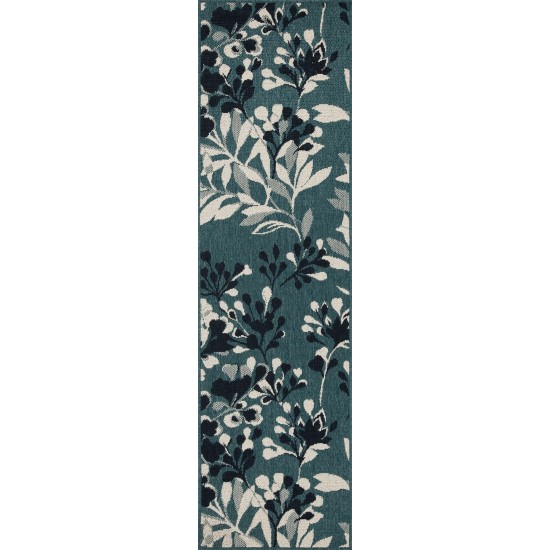 Kaleen Pianta Collection PTA02-91 Teal Throw Rug 1'11" x 3'7"