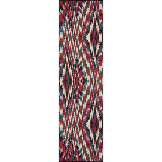 Kaleen Pianta Collection Multi Teal Area Rug 5'3" x 7'6"