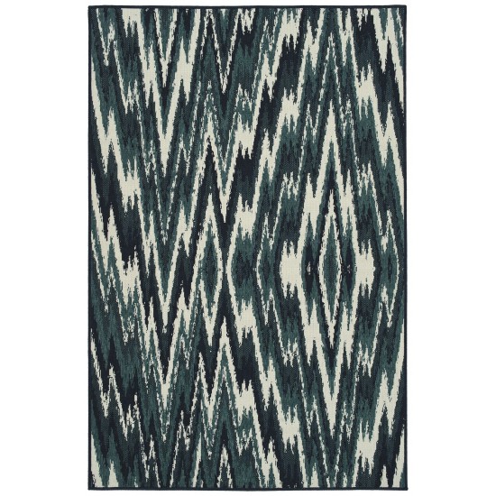 Kaleen Pianta Collection Teal Ivory Throw Rug 1'11" x 3'7"