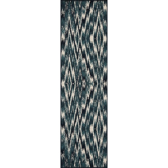 Kaleen Pianta Collection Teal Ivory Throw Rug 1'11" x 3'7"