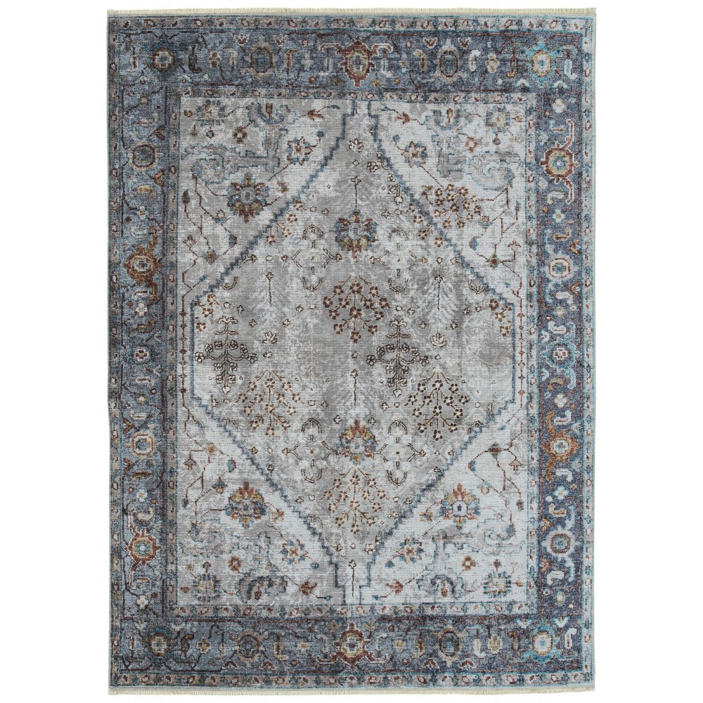 Kaleen Praia Collection Silver Blue Area Rug 5'1" x 7'