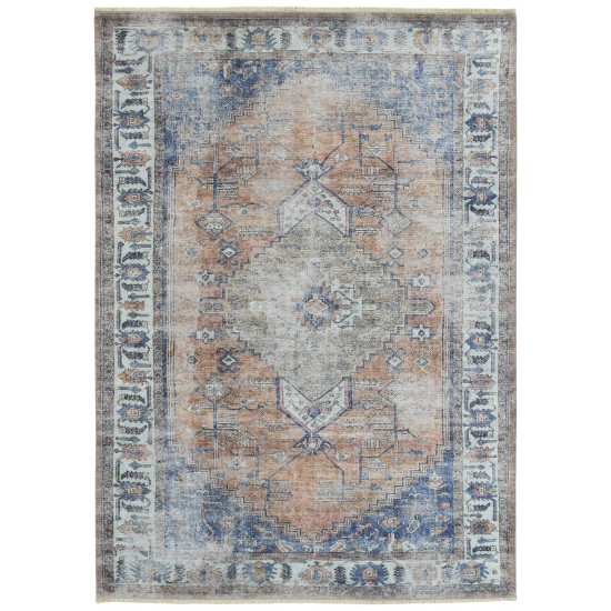 Kaleen Praia Collection Rust LtBlue Throw Rug 2' x 3'