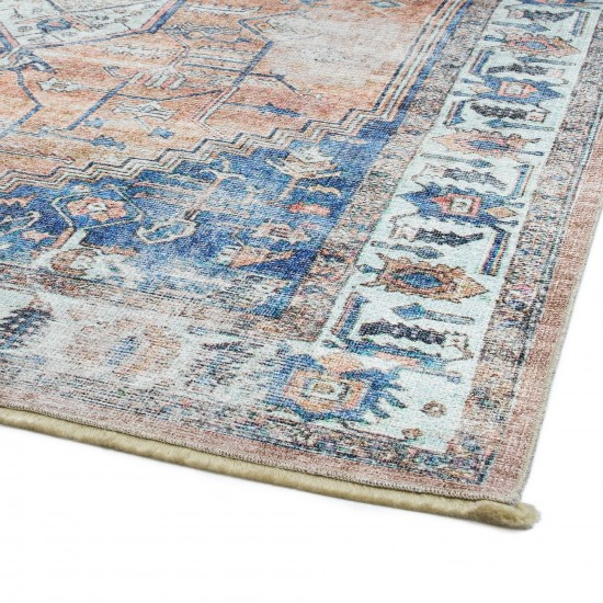 Kaleen Praia Collection Rust LtBlue Throw Rug 2' x 3'