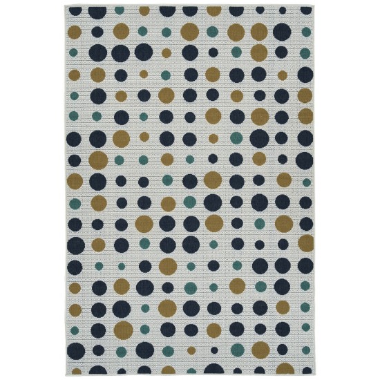 Kaleen Puerto Collection White Navy Throw Rug 1'9" x 3'