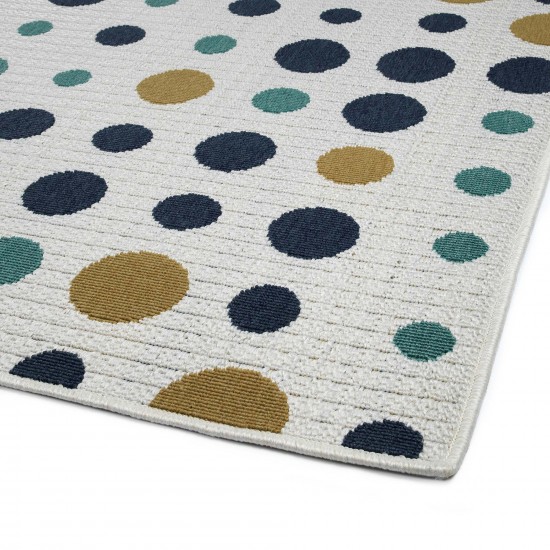 Kaleen Puerto Collection White Navy Throw Rug 1'9" x 3'