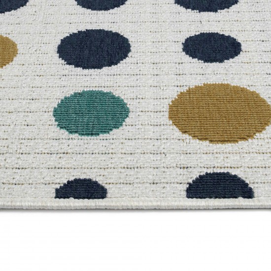 Kaleen Puerto Collection White Navy Throw Rug 1'9" x 3'