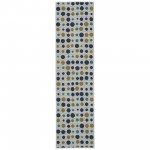 Kaleen Puerto Collection White Navy Throw Rug 1'9" x 3'