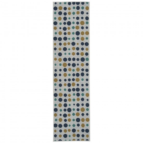 Kaleen Puerto Collection White Navy Throw Rug 1'9" x 3'