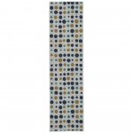 Kaleen Puerto Collection White Navy Runner 2'2" x 8'