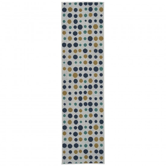 Kaleen Puerto Collection White Navy Runner 2'2" x 8'