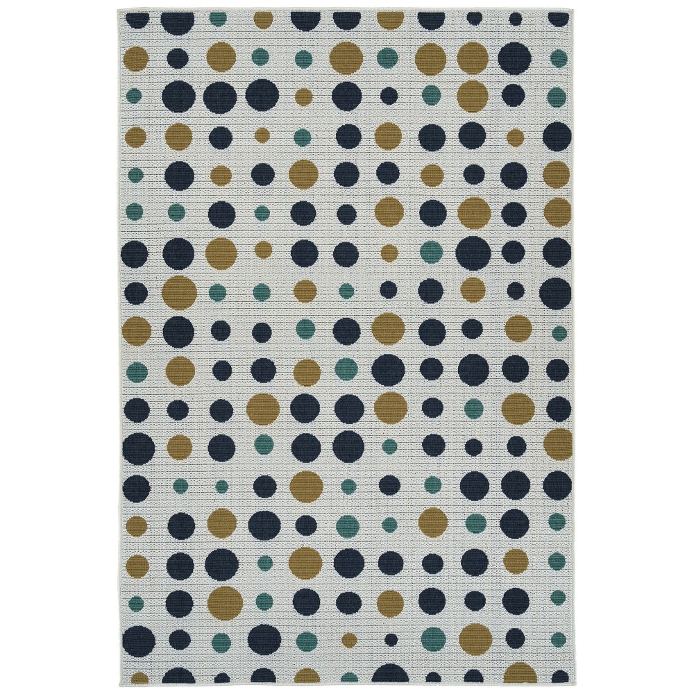 Kaleen Puerto Collection White Navy Area Rug 3'6" x 5'6"