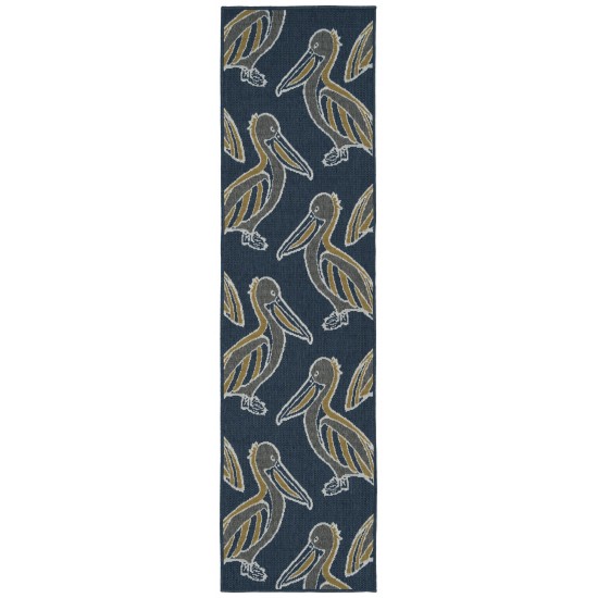 Kaleen Puerto Collection Navy Gray Runner 2'2" x 8'