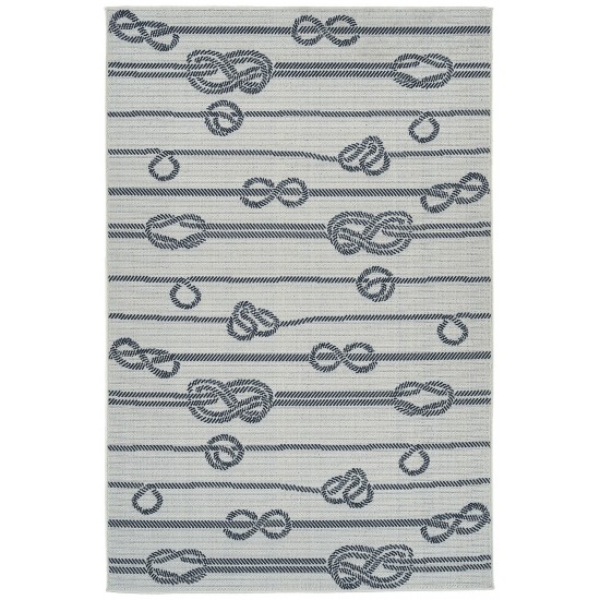 Kaleen Puerto Collection White LtBlue Throw Rug 1'9" x 3'