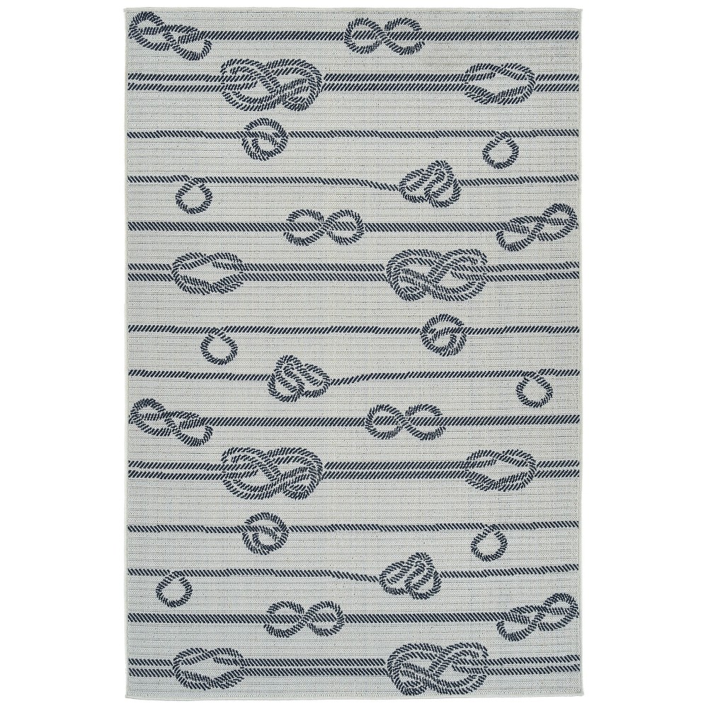 Kaleen Puerto Collection White LtBlue Area Rug 3'6" x 5'6"