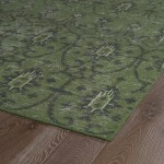 Kaleen Restoration Collection Dark Green Throw Rug 2' x 3'