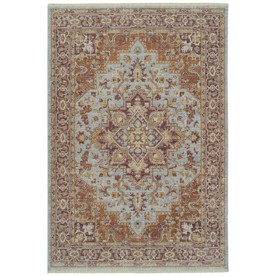 Kaleen Rila Collection Bright Light Blue Area Rug 3'11" x 5'3"