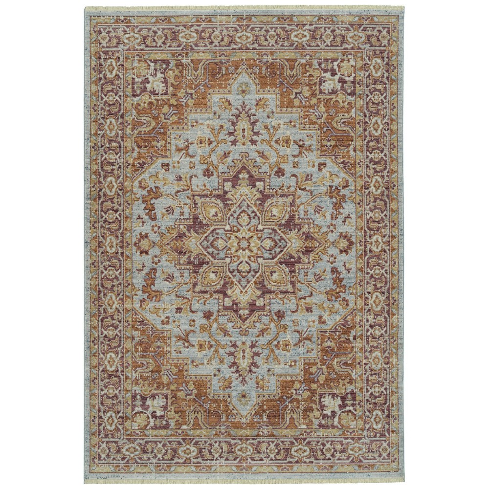 Kaleen Rila Collection Bright Light Blue Area Rug 9'6" x 13'